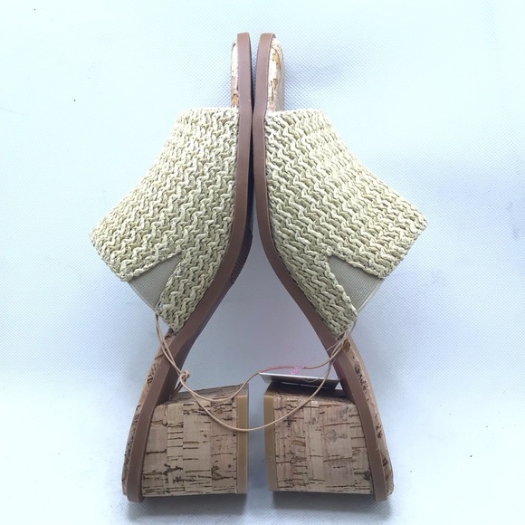 Jessica Carlyle Womens Natural Weave Stacked Heel Open Toe Mule Sandal - Picture 3 of 10